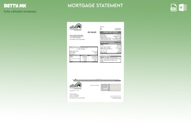 Модерен стил Шаблон за изјава за хипотека на банката Ал Арафах Ислами во Банглад